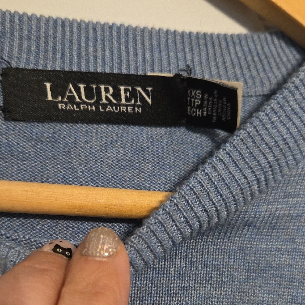 Lauren Ralph Lauren Light Blue Crewneck Tie-Waist Sweater - Picture 4 of 7